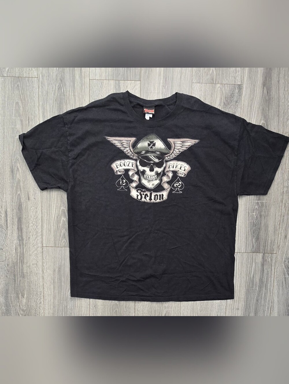 Felon Clothing Co Booze Bikes Skull Biker T-Shirt Made USA Men’s 3XL.